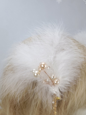ROCOCOスタイル ロリータアクセサリー ホワイトパール フェザー かぶりもの その他