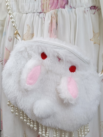 スイート ロリータ バッグ ホワイト ポリエステル パール クロスボディ バッグ ロリータ アクセサリー