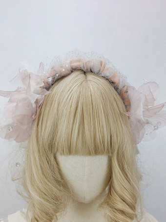 ピンクROCOCO スタイル ロリータ アクセサリー ブルー グレー 花 スパンコール 帽子 その他