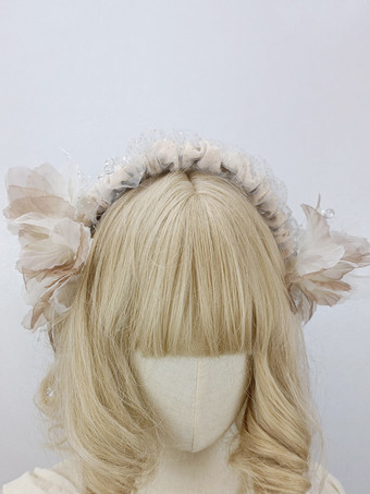 ライトブラウンROCOCO スタイル ロリータ アクセサリー ブルー グレー 花 スパンコール 帽子 その他