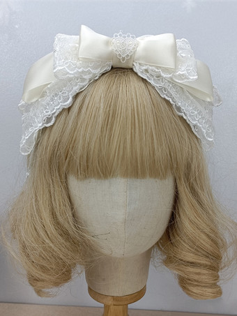 アイボリー ROCOCO スタイル ロリータ アクセサリー カメオ ピンク レース リボン 帽子 その他