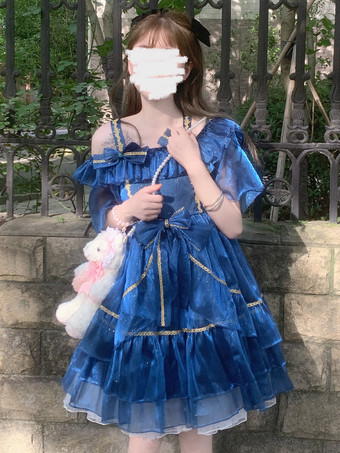 スイートロリータドレス ポリエステル半袖ドレス スイートロリータドレス