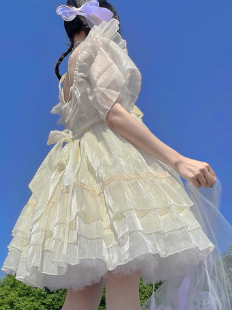 スイートロリータドレス ポリエステル半袖ドレス スイートロリータドレス