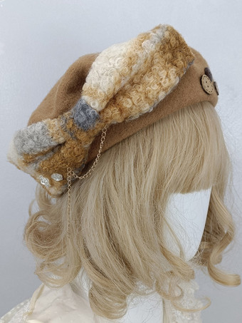 ブラウン 甘いロリータ帽子トープリボンアクセサリーポリエステルロリータアクセサリー