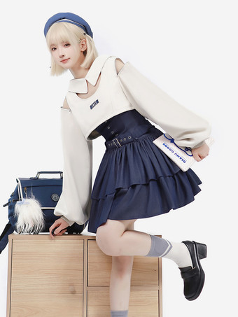 スイートロリータドレス ポリエステル長袖グロメットロリータドレス