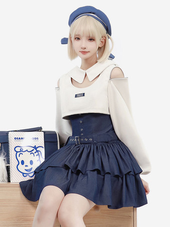 スイートロリータドレス ポリエステル長袖グロメットロリータドレス