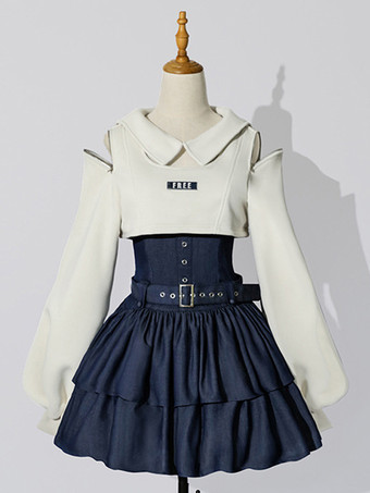 スイートロリータドレス ポリエステル長袖グロメットロリータドレス