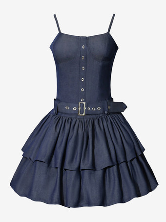 スイートロリータドレス ポリエステル長袖グロメットロリータドレス