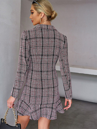 Blazer Dresses Notched Lapel Double-Breasted Business Short Dress