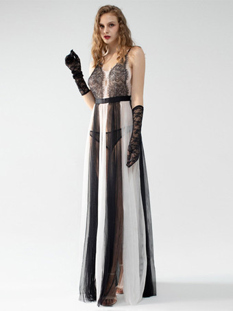 パジャマセット ブラック ポリエステル シアー カットアウト デイリー カジュアル ランジェリー