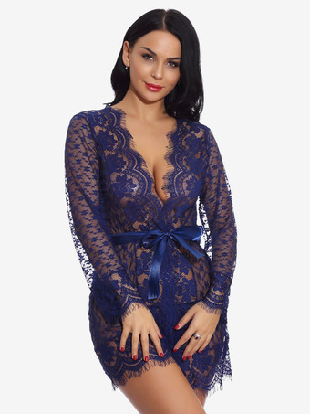 ダークネイビーローブ サッシュ シアー ランジェリー