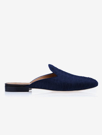 メンズ スリッポン ミュール ベルベット テクスチャード ラウンドトゥ ローファーシューズ