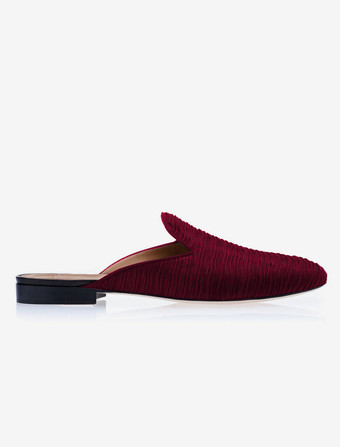 メンズ スリッポン ミュール ベルベット テクスチャード ラウンドトゥ ローファーシューズ