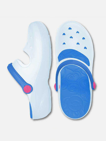 ホワイト レディース スライド サンダル ピンク ツートンカラー ラウンドトゥ カットアウト スリッパ サンダル