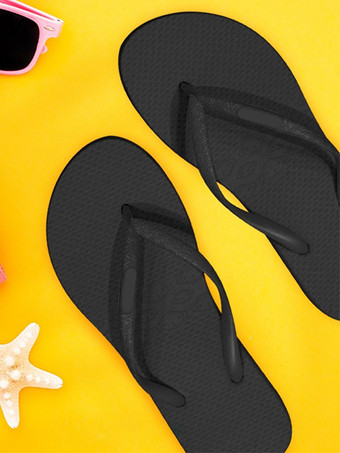 ブラック レディース ラウンドトゥ ラバー コーヒーブラウン スライド サンダル