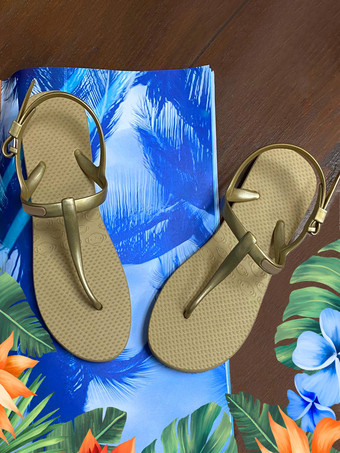 Champagne Women's Buttons Round Toe Rubber Slide Sandals Blue