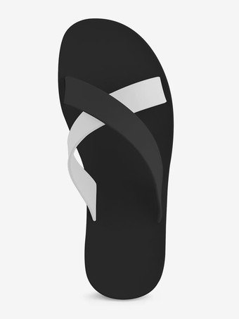 ブラック レディース スライド サンダル カジュアル ラバー ツートンカラー ラウンドトゥ スリッパ