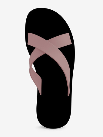 ピンクレディース スライド サンダル カジュアル ラバー ツートンカラー ラウンドトゥ スリッパ