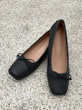 Ballerine da donna con fiocco scarpe basse con punta quadrata