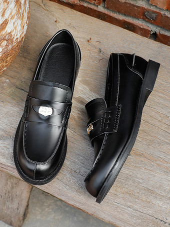 ブラウン スリッポン ローファー レディース ラウンドトゥ デザイン ペニー ローファー