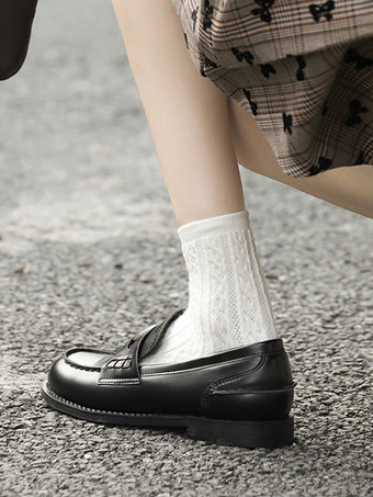 ブラウン スリッポン ローファー レディース ラウンドトゥ デザイン ペニー ローファー