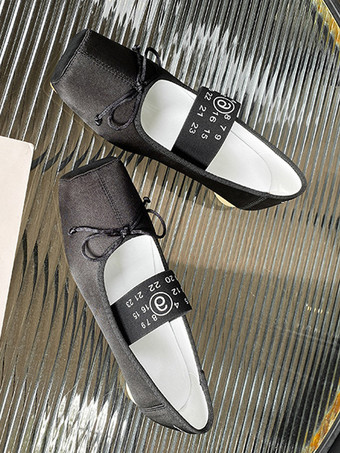 Flat Shoes For Women Square Toe Bow Ballet Flats