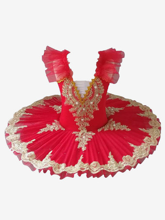 レッド バレリーナ 白鳥の湖 コスチューム ドレス チュチュ フリル袖 ライトスカイブルー 女の子 子供用 バレリーナ フリル パール レース 花柄 ポリエステルドレス ダンスウェア