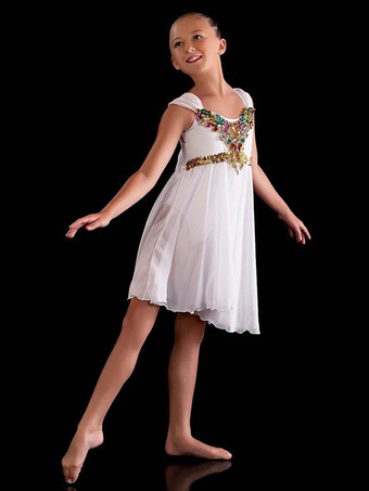 ホワイト バレエ ドレス レッド レディース 子供用 バレリーナ ラインストーン ポリエステル ドレス ダンスウェア