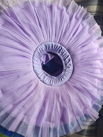 ラベンダーカラーバレエドレス レッド レディース 子供 バレリーナ フリル ポリエステル スカート パフォーマンスウェア