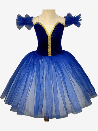 ブルー バレエ ダンス衣装 レッド 女の子 子供 バレリーナ フリル レース ポリエステル ドレス ダンスウェア