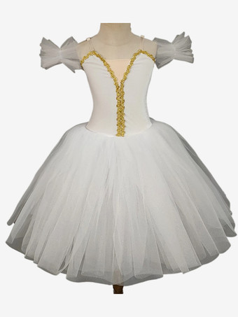 ホワイト バレエ ダンス衣装 レッド 女の子 子供 バレリーナ フリル レース ポリエステル ドレス ダンスウェア