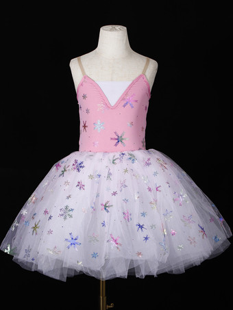 ピンクバレエ ダンス衣装 ライトスカイブルー 少女用 大人用 バレリーナ スパンコール フリル レース ポリエステル ドレス パフォーマンスウェア