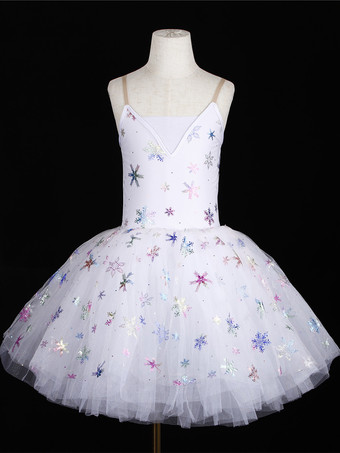 ホワイト バレエ ダンス衣装 ライトスカイブルー 少女用 大人用 バレリーナ スパンコール フリル レース ポリエステル ドレス パフォーマンスウェア