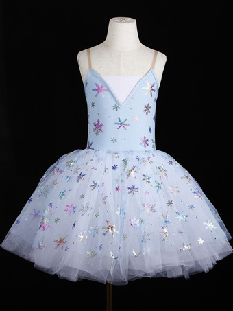 ライトスカイブルーバレエ ダンス衣装 ライトスカイブルー 少女用 大人用 バレリーナ スパンコール フリル レース ポリエステル ドレス パフォーマンスウェア