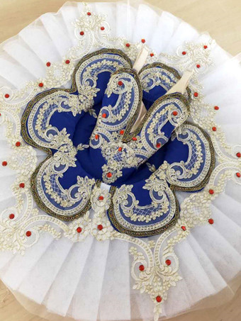 バレエ ダンス衣装 ブルー 女性用 子供用 バレリーナ フリル レース ポリエステル ドレス ダンスウェア