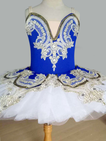 バレエ ダンス衣装 ブルー 女性用 子供用 バレリーナ フリル レース ポリエステル ドレス ダンスウェア