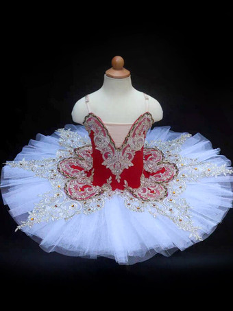 レッド バレエ ダンス衣装 ブルー 女性用 子供用 バレリーナ フリル レース ポリエステル ドレス ダンスウェア