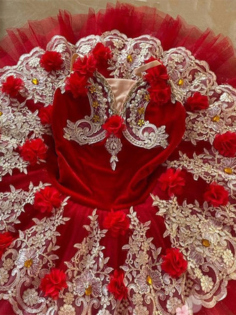 レッド バレエ ドレス ピンク 子供用 大人用 バレリーナ フリル フラワー レース ポリエステル ドレス パフォーマンスウェア