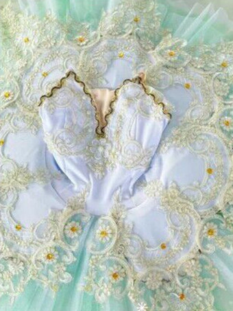 ライトグリーン バレエ ダンス衣装 ブルー 女性用 子供用 バレリーナ フリル レース ポリエステル ドレス ダンスウェア