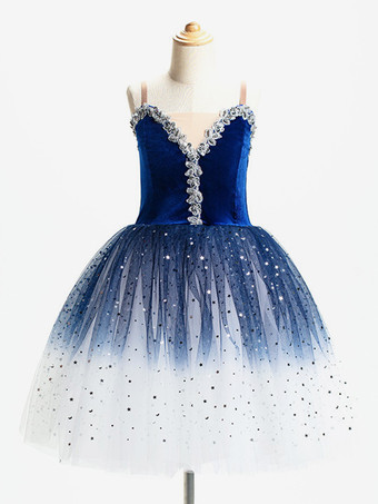 ブルー バレエ ダンス衣装 ピンク 女の子 子供 バレリーナ フリル スパンコール レース ポリエステル ドレス ダンスウェア