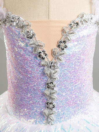 バレエ ダンス衣装 ラベンダー 女性用 子供 バレリーナ フリル レース ポリエステル ドレス ダンスウェア