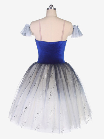 バレエドレス ブルー 女性用 子供 バレリーナ ラインストーン フリル レース ポリエステル ドレス パフォーマンスウェア