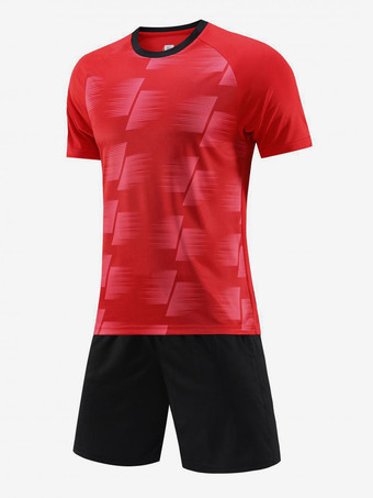 RotFußballtrikot 2-teilig Unisex für Kinder und Erwachsene Activewear personalisierbar mit Name und Nummer Weihnachtsgeschenk