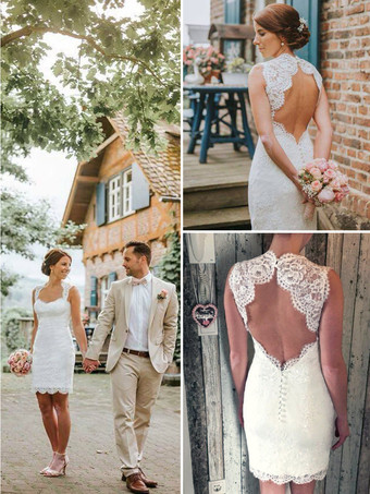 ウェディングドレス 恋人ネック ノースリーブ ショート 膝丈 ショートブライダルドレス