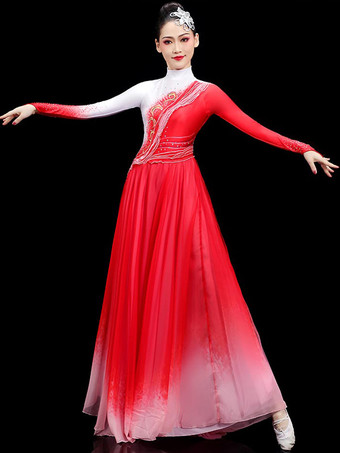 大人の中国衣装レッドアジアンラインストーンポリエステルセットドレスホリデーコスチューム