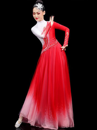 大人の中国衣装レッドアジアンラインストーンポリエステルセットドレスホリデーコスチューム