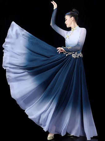 大人の中国衣装ブルーグレーアジアンラインストーンポリエステルセットドレスホリデーコスチューム