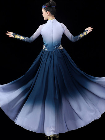 大人の中国衣装ブルーグレーアジアンラインストーンポリエステルセットドレスホリデーコスチューム