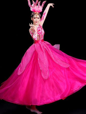 大人の中国の衣装ローズアジアンラインストーンポリエステルセットドレスホリデーコスチューム