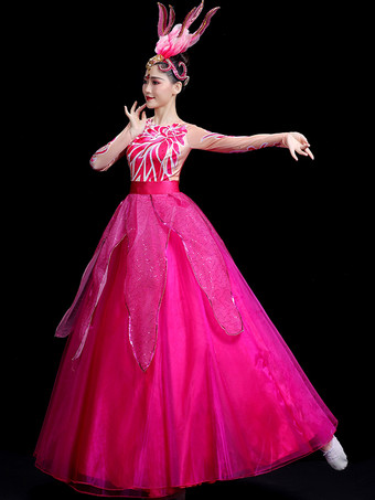 大人の中国の衣装ローズアジアンラインストーンポリエステルセットドレスホリデーコスチューム